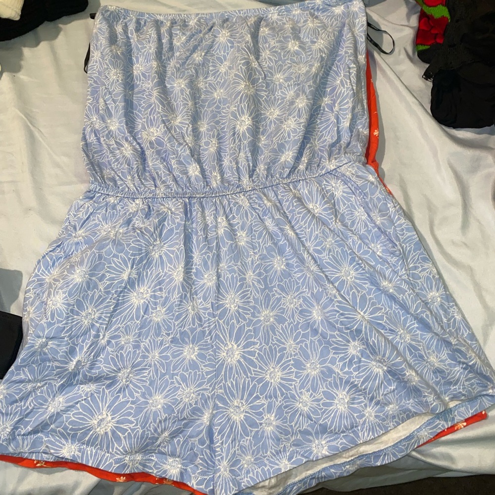 Sky Blue floral Romper